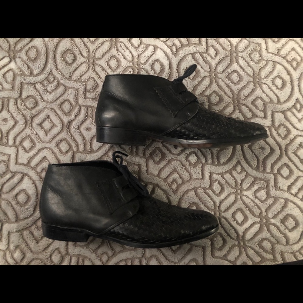 Vintage Pappagallo Black Leather, Lace up Booties